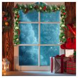 MorTime 9 FT LED Christmas Garland with Pinecones Red Berries Bows Christmas Balls Candies, Multi-Function Christmas Garland with 50 Warm White LED Lights, 180 Branch Tips