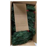 MorTime 9 FT LED Christmas Garland with Pinecones Red Berries Bows Christmas Balls Candies, Multi-Function Christmas Garland with 50 Warm White LED Lights, 180 Branch Tips