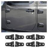 8PCS Door Hinge Cover Trim Accessories for 2018-2024 2025+ Jeep Wrangler JL JLU 2020-2024 2025+ Jeep Gladiator JT (Matt Black)