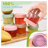 RowinsyDD 5 Pack Glass Baby Food Storage Containers, 4 oz Leakproof Baby Food Jars with Lids, Small Glass Food Containers for Infant Baby, Freezer & Microwave Safe, BPA Free