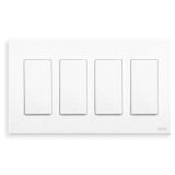 MOES Smart Single Pole Light Switch, 2.4GHz WiFi Smart Wall Switch, Needs Neutral Wire, Multi-Control, Smart Life/TUYA APP Control, Voice Control with Alexa/Google Home, White 4 Gang