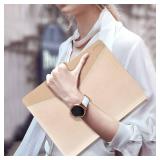 Toplive Padfolio 3 Ring Binder Organizer Business Portfolio Folder for Women, A4/ Letter Size PU Leather Portfolio Padfolio for Interview Conference Presentation, Gold