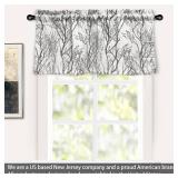 DriftAway Tree Branch Linen Lined Valance Double Layer Thermal Insulated Room Darkening Blackout Valances 3 Inch Rod Pocket Short Window Valance for Living Room Bathroom 52 Inch by 24 Inch Gray