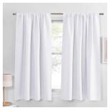 PONY DANCE Pure White Curtains - Window Treatments Home Decor Thermal Insulated Curtain Drapes Light Filter Low Shading Effect for Bedroom & Kitchen, 42 W x 54 L, 2 Pieces