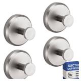 HOME SO Suction Cup Hooks for Shower, Bathroom, Kitchen, Glass Door, Mirror, Tile â Loofah, Towel, Coat, Bath Robe Hook Holder for Hanging up to 15 lbs â Polished Matte Chrome, Brushed Nicke