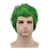 karlery Adult Men Short Straight Green Wig Halloween Cosplay Wig Anime Costume Wig