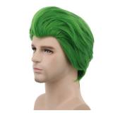 karlery Adult Men Short Straight Green Wig Halloween Cosplay Wig Anime Costume Wig