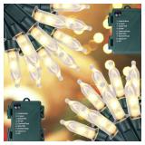 Blissun Christmas Lights, 50-Count Green Wire Light Set, Battery Operated Christmas Mini String Light with 8 Modes, 16 ft Fairy Lights for Christmas Tree Garden Wreath Decorations (2 Pack, Warm White)