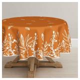 Horaldaily Fall Tablecloth 60x60 Inch Round, Thanksgiving Autumn Harvest Orange Wild Flowers Table Cover for Party Picnic Dinner Decor