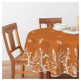 Horaldaily Fall Tablecloth 60x60 Inch Round, Thanksgiving Autumn Harvest Orange Wild Flowers Table Cover for Party Picnic Dinner Decor