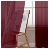 Simplebrand Red Sheer Curtains 84 Inches Long, Light Filtering Rod Pocket Solid Color Window Sheer Curtain Panels, Elegant Curtains & Drapes for Living Room, Bedroom 2 Panels (Burgundy, 42\" W x 84\" 