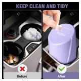 SGLRT Car Trash Can Bin with Lid - Car Garbage Can Cup Holder - Light Purple Mini Leakproof Vehicle Garbage Bin with 20pcs Trash Bags-Automotive Organizers and Storage for Front Back Seat Accessories