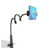 Tablet Stand Holder, Mount Holder Clip with Grip Flexible Long Arm Gooseneck Compatible with ipad iPhone/Nintendo Switch/Samsung Galaxy Tabs/Amazon Kindle Fire HD - Black