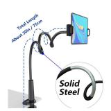 Tablet Stand Holder, Mount Holder Clip with Grip Flexible Long Arm Gooseneck Compatible with ipad iPhone/Nintendo Switch/Samsung Galaxy Tabs/Amazon Kindle Fire HD - Black