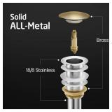 KES Bathroom Sink Drain Without Overflow Vessel Sink Lavatory Vanity Pop Up Drain Stopper Oil Rubbed Bronze, All Metal Rustproof Brass and 304 Stainless Steel, for 1.6\"-1.9\" Sink Hole, S2008D-ORB