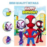 Spidey Birthday Decorations, Spidey Party Games for Boys Girls, Large Poster 24PCS Stickers for Spidey Birthday Party Supplies