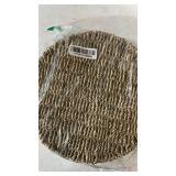 GYASVWU Seagrass Scalloped Tray with Handles,Round Rattan Serving Trays for Coffee Table,Woven Tray for Ottoman Decorative and Organizer Trays (Seagrass)