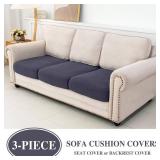 LA MEACK Couch Cushion Covers Seat Cushion Cover Stretch Couch Cover Separate Sectional Sofa Slipcovers Furniture Protector(3 Pieces for Seat or Sofa Backrest, Dark Grey)
