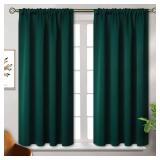 BGment Short Blackout Curtains for Bedroom Window 45 Inch Length - Emerald Green Thermal Insulated Drapes Room Darkening with Rod Pocket for Cafe Bathroom Ktichen, 42 x 45 Inch, 2 Panels