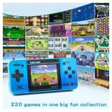 Handheld Game for Kids -Preloaded 220 Retro Video Games, Portable Gaming Player with Rechargeable Battery 3.0\" LCD Screen, Mini Arcade Electronic Toy Gifts for Boys Girls (Blue)