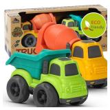 Aigitoy Toddler Car Toys for 1-3 Year Old, BPA Free, Phthalates Free, PVC, Dump Truck, Mixer Cement, Easter Christmas Birthday Gifts for 2 3 4 Year Boy Girl. Dishwasher Safe, Recycled Plastic