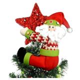 Christmas Tree Topper Santa Claus,Unique Holiday Xmas Decorations Funny Home Decor,Also Be Used As Curtain Tie and Hugger Wine Bottle,Red White Green