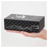 Bits and Pieces 10 Step Secret Puzzle Box Japanese Crane Puzzle Gift Box for Trinkets Money Gifts Jewelry, Full Moon and Lotus Flowers Artwork, Black and Grey Brainteaser, 3.25 x 6.25 x 2 Inches