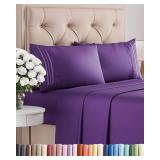 King Size 4 Piece Sheet Set - Comfy Breathable & Cooling Bed Sheets Set - Hotel Luxury Bedding for Women, Men, Kids, Teens, Boys & Girls - Deep Pockets, Ultra-Soft, Wrinkle Free - Oeko-Tex - Purple