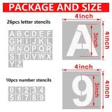 4 Inch Letter Stencils and Numbers, 36 Pcs Alphabet Art Craft Stencil, Reusable Plastic Templates for Wood, Wall, Fabric, Rock, Signage (4 Inch)