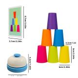 MIDOCCHIO Battle Stacking Cups (54 Cards, 12 Cups, 1 Bell) - Color Sorting Cognitive Training Table Game, Puzzle Competitive Parent-Child Interactive Toy for Halloween