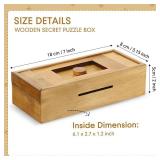 Gejoy Secret Puzzle Box Cash Gift Wooden Puzzle Box for Adults Brain Teaser Wooden with Hidden Compartments for Christmas Cash Gift(Brown,18 x 8 x 4.8 cm,Plywood)