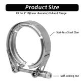 PALOZO 5 Inch V Band Clamp Stainless Steel 304 V-Band Bolt Clamp for Exhaust Pipe Flanges