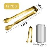 JCREN 12 Pcs Serving Tongs, Small Serving Utensils for Parties Catering Gold Tongs, Food-Grade 304 Stainless Steel Mini Appetizer Tongs for Tea Party Coffee Bar, 4 Inches - Gold