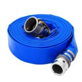 DAVCO 2\" ID Ã 25 ft Pool Backwash Hose, Heavy Duty Reinforced Blue PVC Lay Flat Water Discharge Pump Hoses For Swimming Drain Pools and Clean Filters, with Aluminum Camlock C and E Fittings
