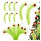 8 Pcs Christmas Tree Topper,17 Inch Christmas Tree Decorations,Red Green Christmas Tree Picks Ornaments for Tree Decorations