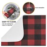Red and Black Buffalo Plaid Dish Drying Mat 16x18 for Kitchen Merry Christmas Winter Xmas Dishes Pad Dish Drainer Rack Mats Absorbent Fast Dry Kitchen Accessories