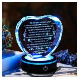 Gifts for Mother in Law with Colorful LED Base Unique Crystal Heart to My Mother in Law Mothers Day Christmas Birthday Gift Best Bonus Mom Gifts from Daughter/Son in Law