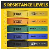 Tribe Lifting Fabric Resistance Bands for Glutes & Legs | 5 Fabric Workout Bands Set | Thick Booty Bands for Squats, Lunges, Hip Training, Physical Therapy & Home Workouts