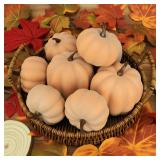 Ghrdopy Fake Pumpkins, 8 Pcs Orange Artificial Pumpkins, Plastic Pumpkins for Thanksgiving Party Table Centerpiece Autumn Home Decoration-C