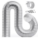 4 Inch 8FT Semi Rigid Dryer Vent, Flexible Aluminum Dryer Vent Hose with Clamps, 3.9 Mil Aluminum Foil Tape for HVAC Ventilation, Duct Fan Systems