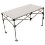 Portable Aluminum Roll-Top Camping Table *plastic pieces between slats broken but still works and holds when set up*
