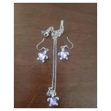 Purple Crystal Turtle Jewelry Set
