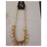 Gold-Tone Square Link Statement Necklace