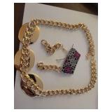 Gold-Tone Square Link Statement Necklace