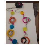 Colorful Geometric Circle Necklaces Set