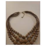 Triple Strand Mocha Beaded Statement Necklace