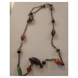 Earthtone Mixed Gemstone Chain Necklace