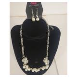 Paparazzi Pearl and Silver Chain Necklace Set