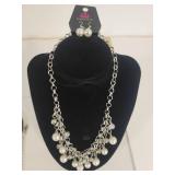 Paparazzi Pearl and Silver Chain Necklace Set