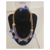 Crystal Avenue Blue Triangle Statement Necklace Set